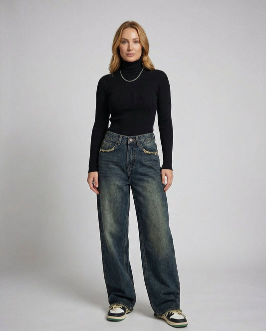 Stalluxe | Vintage Baggy Jeans Damen Blau