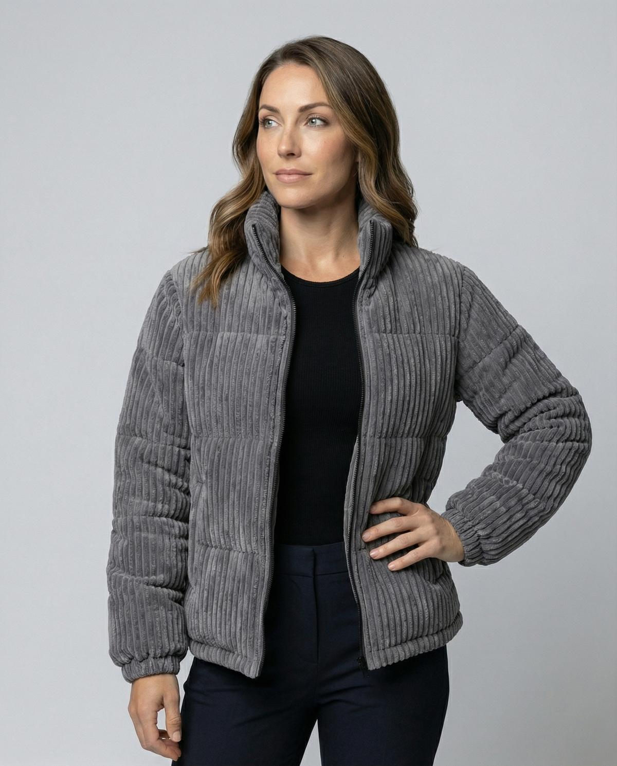 Stalluxe | Weiche Warme Cordjacke Grau