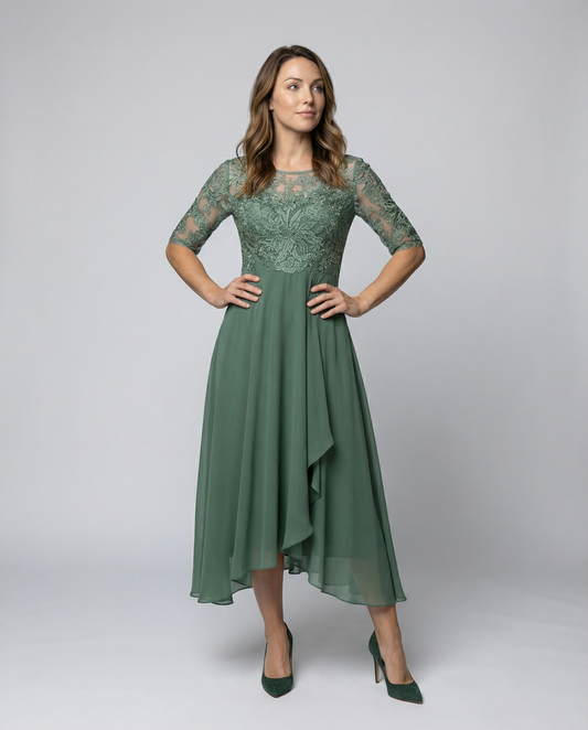 Stalluxe | Luftiges Elegantes Midi Kleid Gemüse