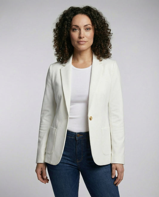 Damen Eleganter Langärmeliger Blazer Weiß