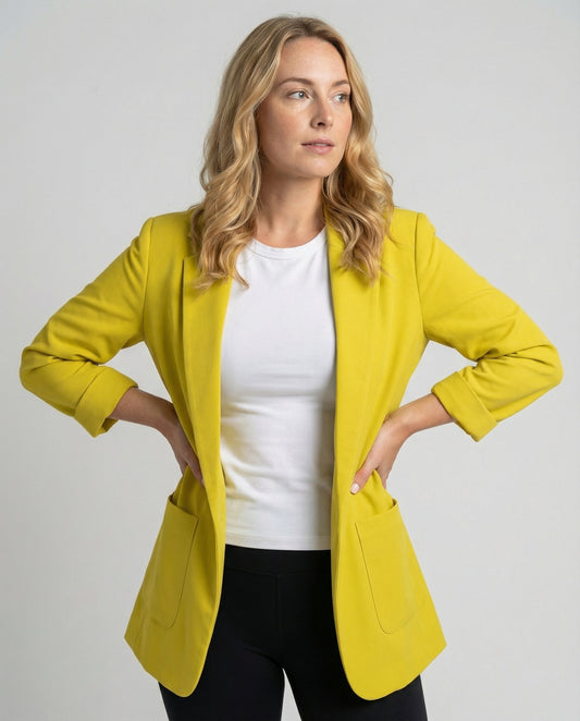 Damen Slim-Fit Blazer Gelb